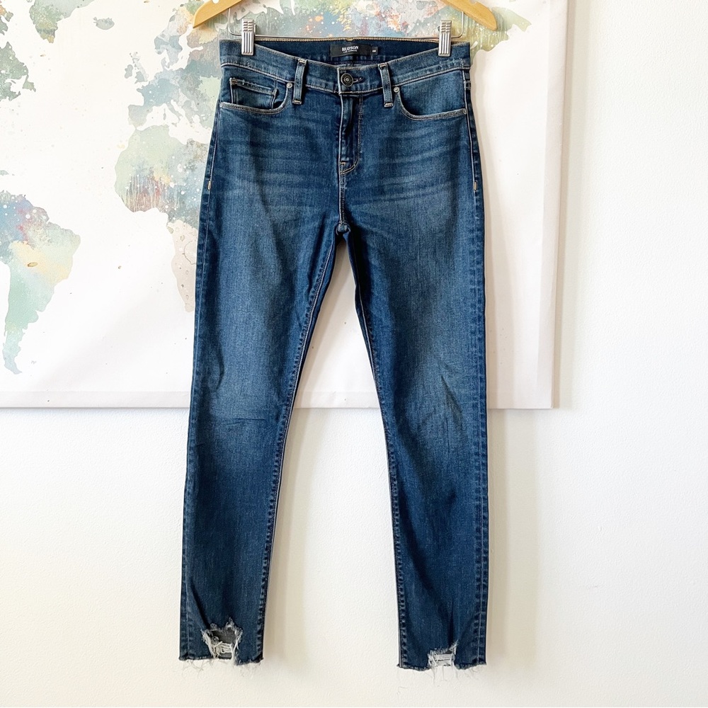 Hudson Jeans Nico Skinny Medium Wash Blue Raw Hem Mid Rise Stretchy Size 26